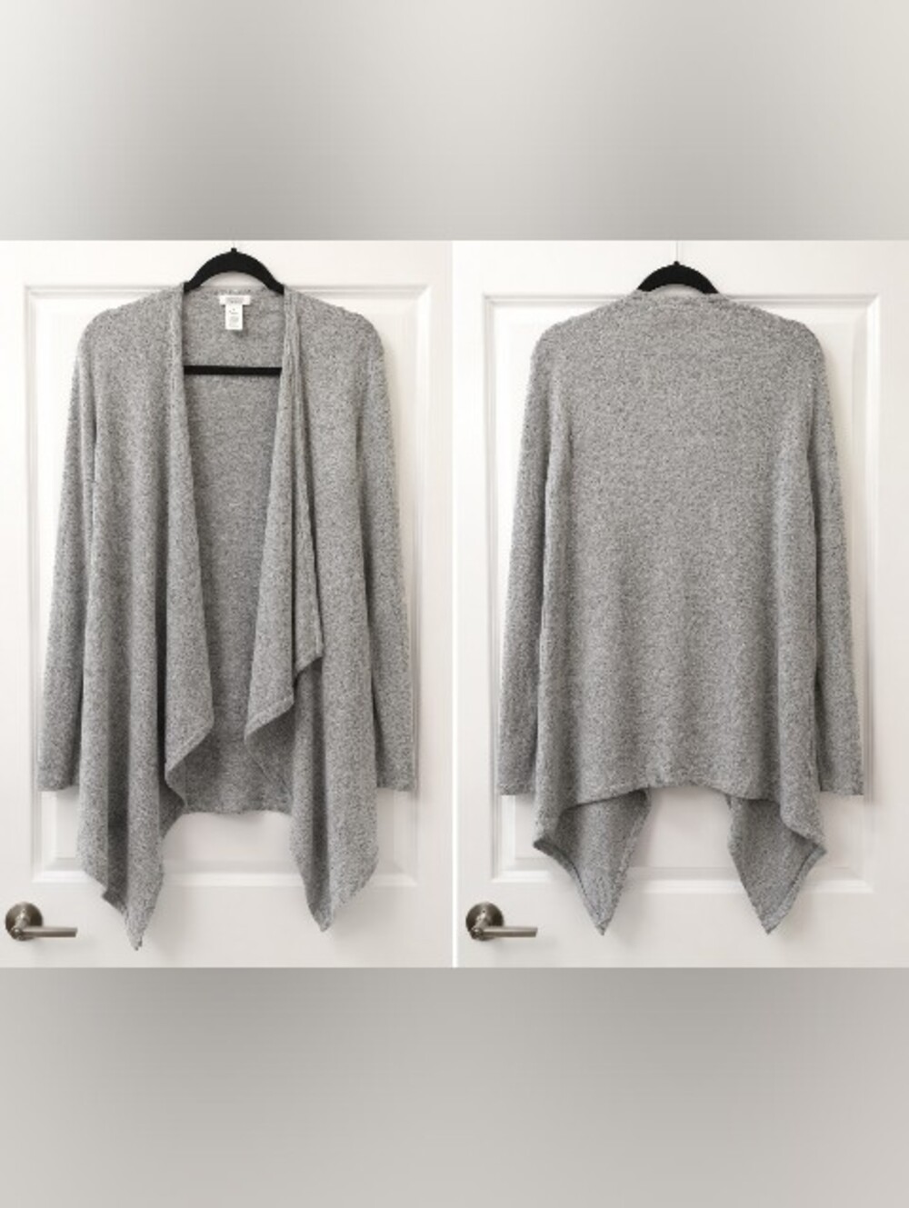 Women's Gray Open-Front Draped Elegant Cardigan Sweater Size Small By Mudd